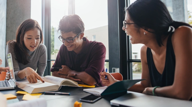 Three students studying Linguistics & Languages