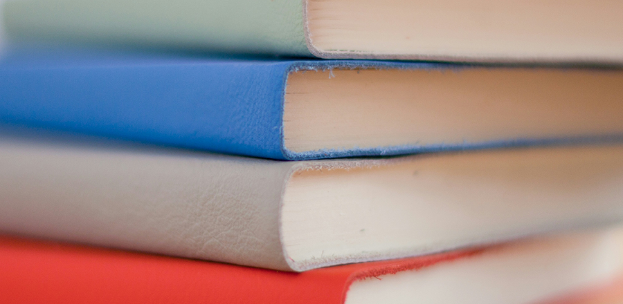 A stack of unlabelled books